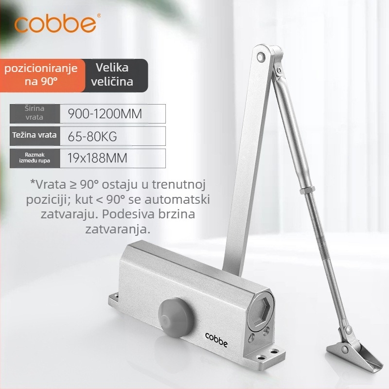 Automatski zatvarač vrata s hidrauličnim amortizerom | lijevani aluminij | Model CL-BMQ01 | Marka Cobbe/Cabe | Moderno minimalistički dizajn | Kućna uporaba