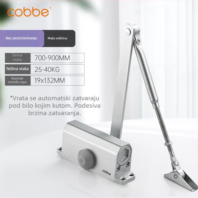 Automatski zatvarač vrata s hidrauličnim amortizerom | lijevani aluminij | Model CL-BMQ01 | Marka Cobbe/Cabe | Moderno minimalistički dizajn | Kućna uporaba
