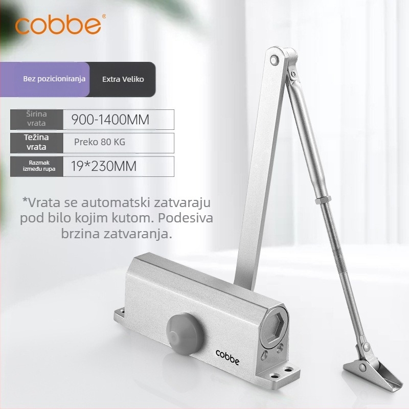 Automatski zatvarač vrata s hidrauličnim amortizerom | lijevani aluminij | Model CL-BMQ01 | Marka Cobbe/Cabe | Moderno minimalistički dizajn | Kućna uporaba