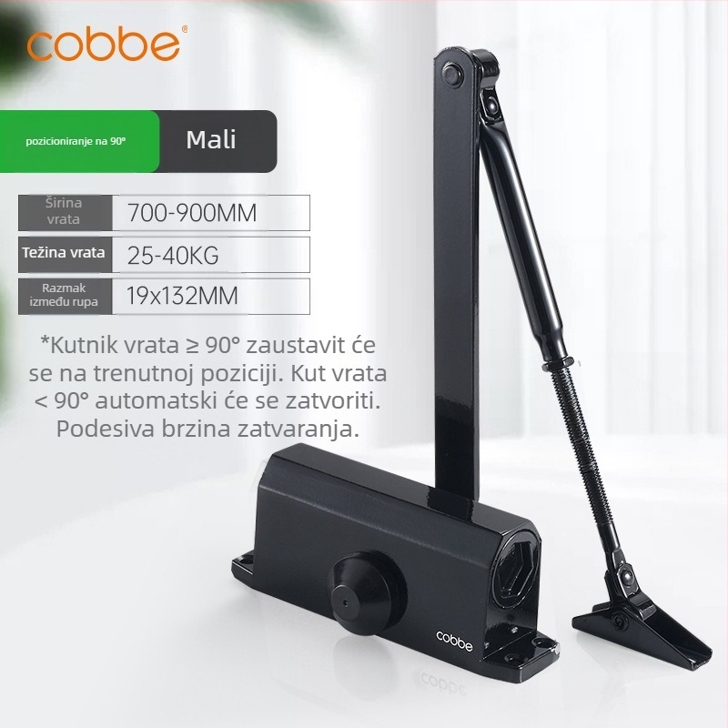 Automatski zatvarač vrata s hidrauličnim amortizerom | lijevani aluminij | Model CL-BMQ01 | Marka Cobbe/Cabe | Moderno minimalistički dizajn | Kućna uporaba