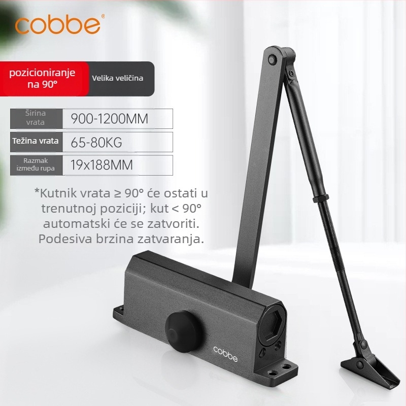 Automatski zatvarač vrata s hidrauličnim amortizerom | lijevani aluminij | Model CL-BMQ01 | Marka Cobbe/Cabe | Moderno minimalistički dizajn | Kućna uporaba