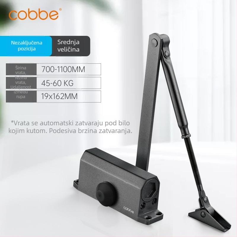 Automatski zatvarač vrata s hidrauličnim amortizerom | lijevani aluminij | Model CL-BMQ01 | Marka Cobbe/Cabe | Moderno minimalistički dizajn | Kućna uporaba