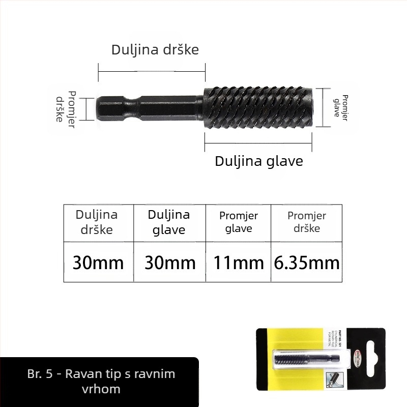 Šesterokutni rotirajući fajl s hexagonalnim osovinama za drvne radove i korijensko rezbarenje – 45# čelik, pogodan za drvo, mek metal i plast, prilagodljiva obrada, set električne brusilice