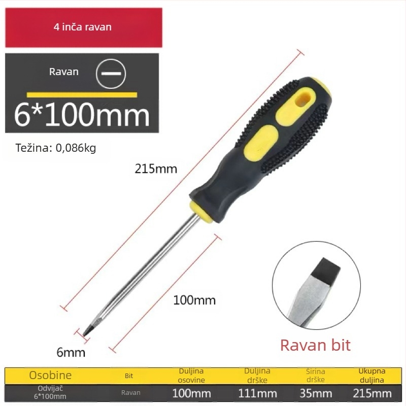 Križni odvijač s magnetom i izolacijom, od Cr-V krom-vanadijskog čelika, s PP+ABS drškom