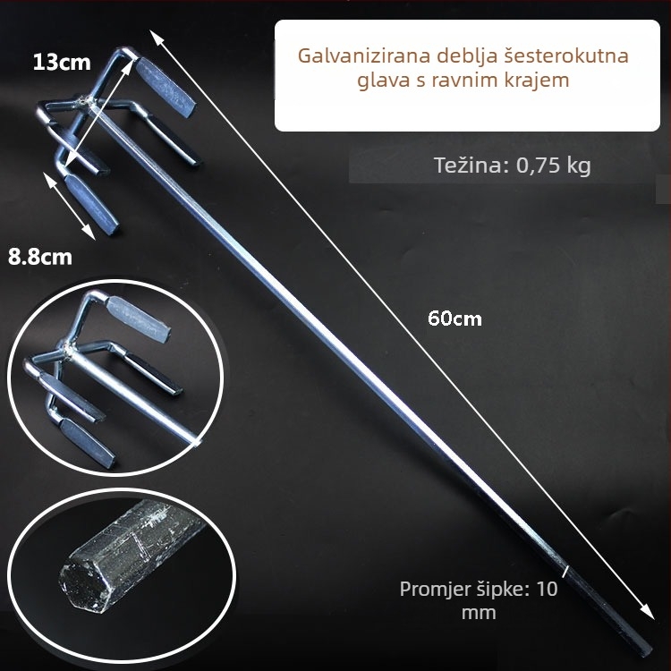 Glava za miješanje za bušilicu s kvadratim vrhom, dvostruke lopatice za boju, metalna konstrukcija