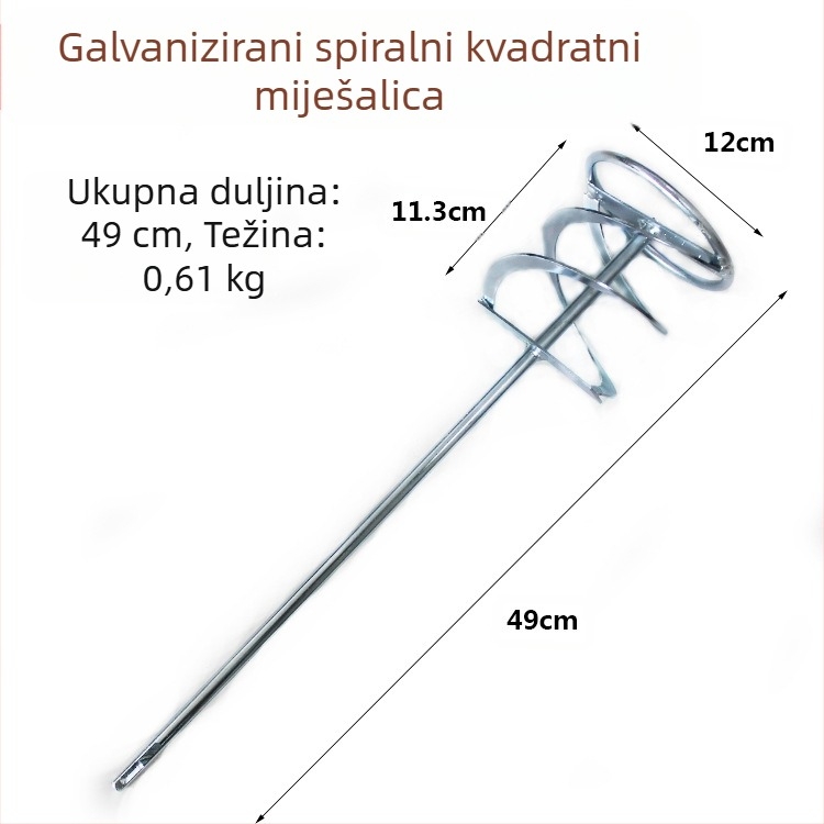 Glava za miješanje za bušilicu s kvadratim vrhom, dvostruke lopatice za boju, metalna konstrukcija