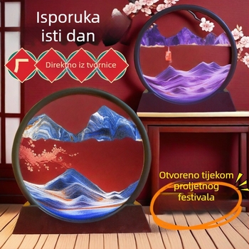 3D slika s tekućim pijeskom – staklo, moderno umjetništvo, polu ručna/polumehanička izrada, dar za dom