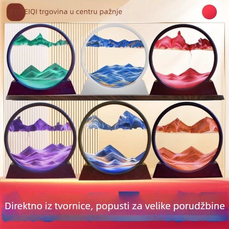 3D slika s tekućim pijeskom – staklo, moderno umjetništvo, polu ručna/polumehanička izrada, dar za dom