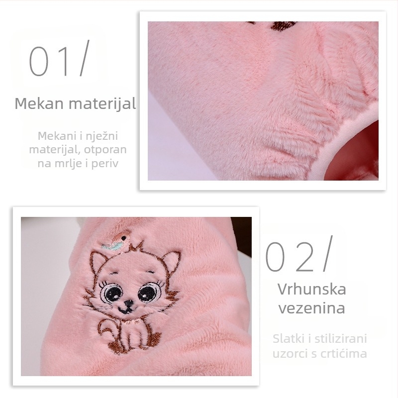 Plišane rukavice u korejskom stilu sa karikaturama i izvezom, otporne na prljavštinu, Jade Rabbit Velvet materijal