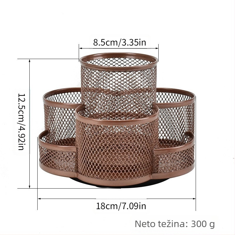 Metalni okretni držač olovaka, kružnog oblika, model 02, 360° rotacija, tisk loga dostupan