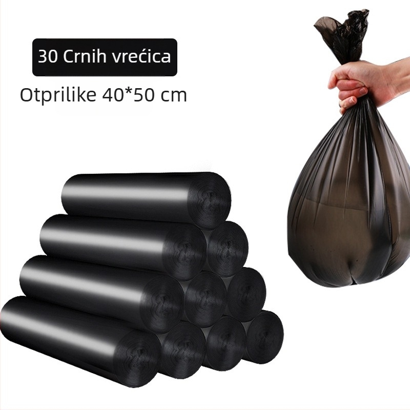 Debela plastična vrećica za smeće, jednokratna, s ravnim otvorom, za kućnu uporabu (Plastika; Ne razgradivo; Ravni otvor; Jednokratno; Kućna uporaba)