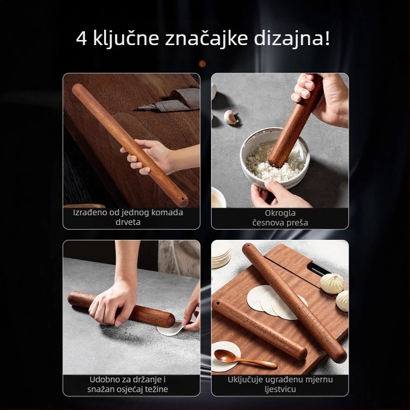 Valjak za tijesto od sandalovog drveta — Marka: Double Gun; Materijal: sandalovo drvo; Stil: Moderna jednostavnost; Set: 3 dijela