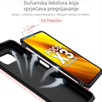 POCO X3 kućište – Dvostruko u jednom, Originalni dizajn; Materijal: TPU+PC; Proces: Injekcijsko oblikovanje; Funkcije: Stalak, Magnetno privlačenje, Zaštita od padova; Kompatibilno s POCO X3