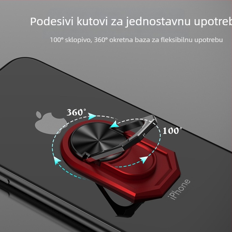 Univerzalni držač za telefon u automobilu s držačem prstena, metalni, otporan na ogrebotine, na skladištu