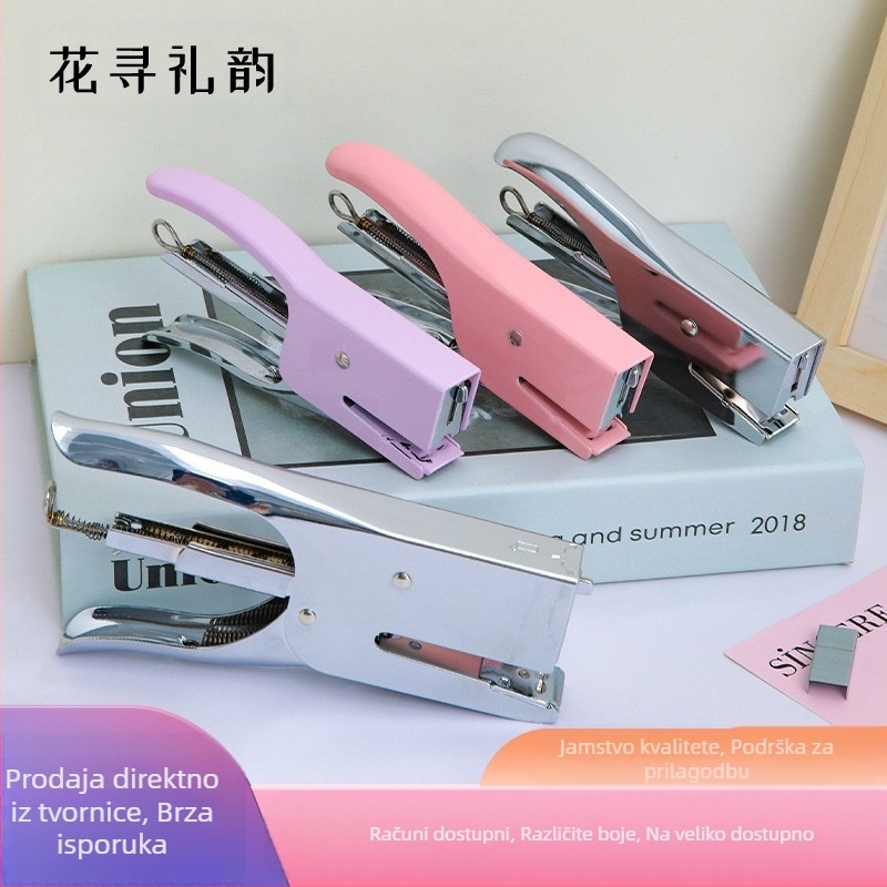 Ručni stapler za pakiranje cvijeća, metalno kućište, srebrni završetak, uključuje No. 24 spojnice i univerzalne spojnice, tolerancija 1–2 cm