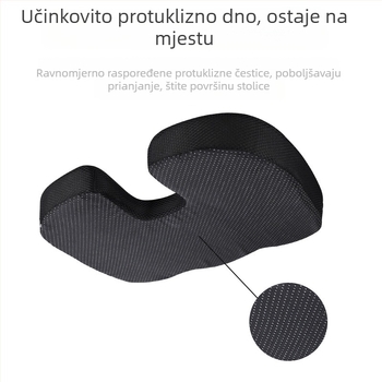 U-oblikovan jastuk za uredski stol s gel memorijskom pjenom, prozračna mrežasta tkanina, debeli jastuk za sjedenje