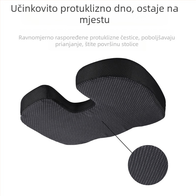 U-oblikovan jastuk za uredski stol s gel memorijskom pjenom, prozračna mrežasta tkanina, debeli jastuk za sjedenje