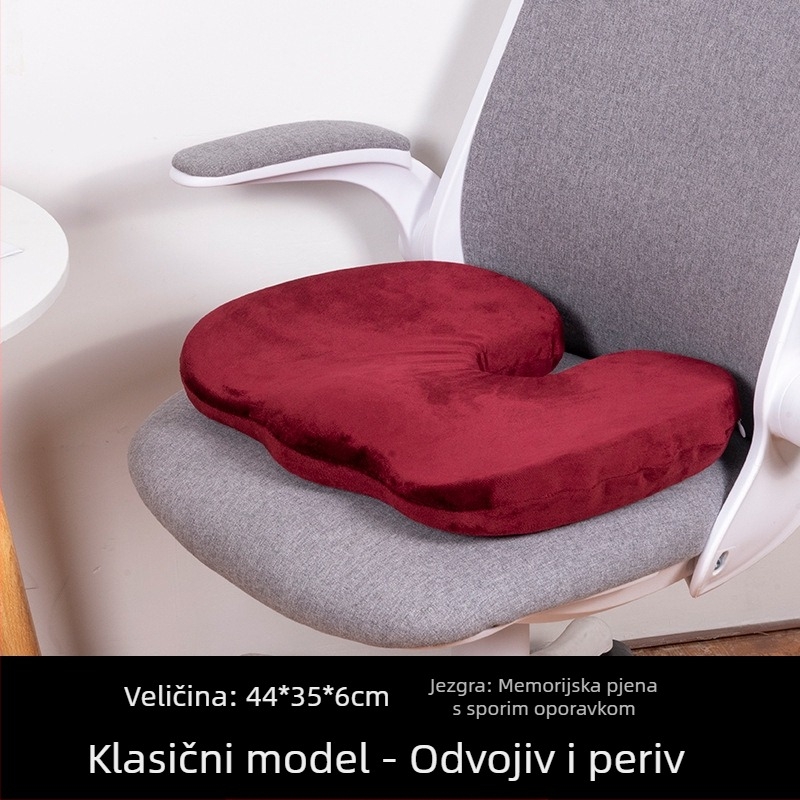 U-oblikovan jastuk za uredski stol s gel memorijskom pjenom, prozračna mrežasta tkanina, debeli jastuk za sjedenje