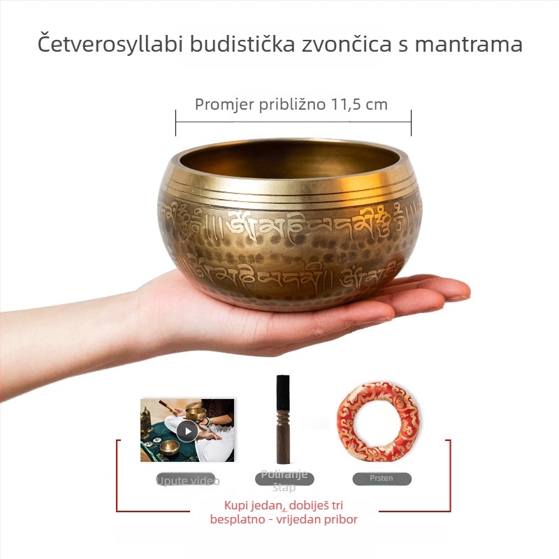 Zvučna zdjela od legure, novi kineski stil, meditacija i joga