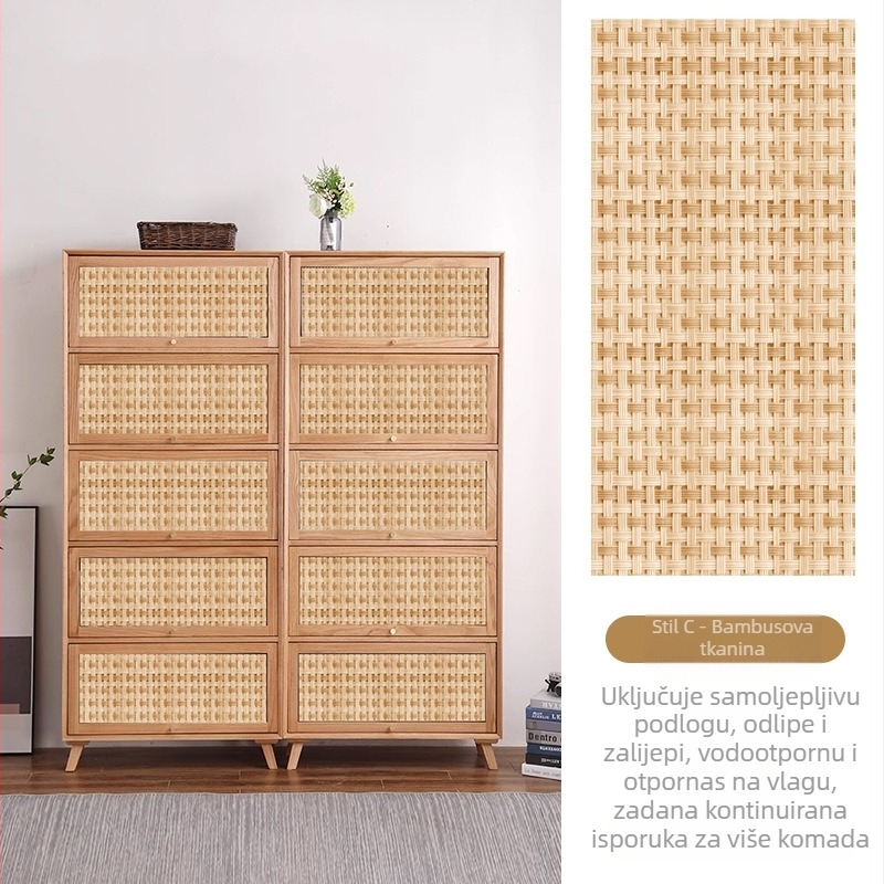 Naljepnica za vrata od ratana za komodu, 3D vintage izgled, samoljepljiva folija za staklenu vitrinu, 1 komad (Samoljepljivo, 3D vintage izgled, za staklenu vitrinu, 1 komad)