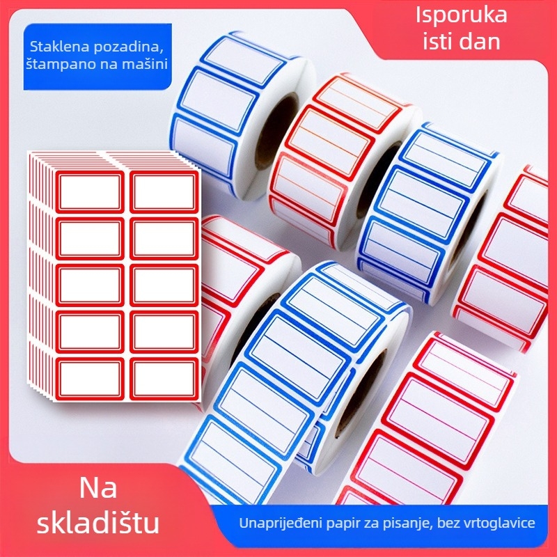 Samoljepljive ručno pisane etikete na rolni, papir za pisanje, prilagodljivo, 10 etiketa po stranici