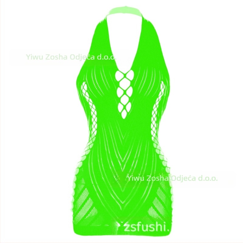 Seksi halterneck donje rublje s jacquard uzorkom, otvorenim ramenom i mrežastim leđima, za žene, model W239