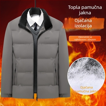 Muški zimski kaput s punjenjem od poliestera, debelim slojem, stojeći ovratnik, zatvarač i džepovi sa zatvaračima, jednobojan, vanjski i podstava 100% poliester, punjenje 100% poliester