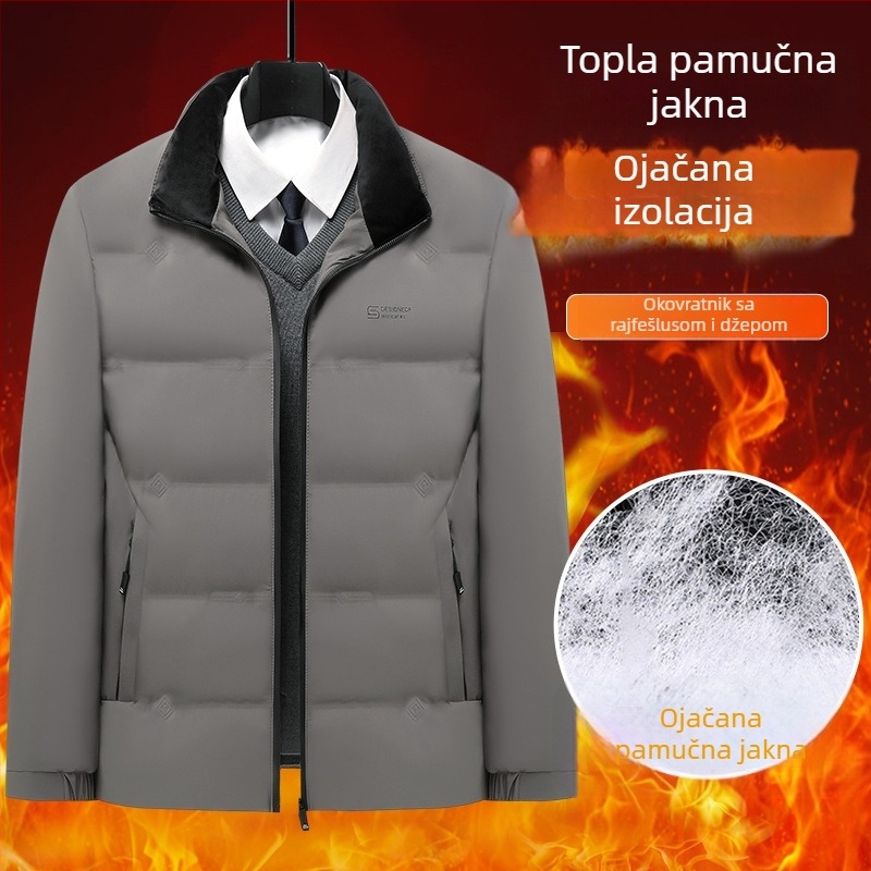 Muški zimski kaput s punjenjem od poliestera, debelim slojem, stojeći ovratnik, zatvarač i džepovi sa zatvaračima, jednobojan, vanjski i podstava 100% poliester, punjenje 100% poliester