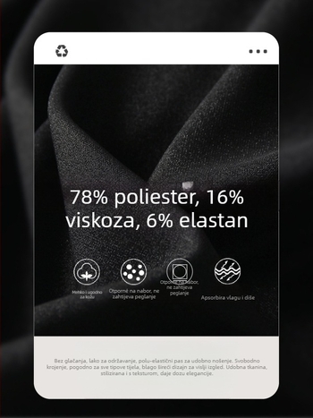Muške lagane hlače casual, blago proširenog kroja, 96% poliester smjesa vlakana, mikroelastičnost, ljeto