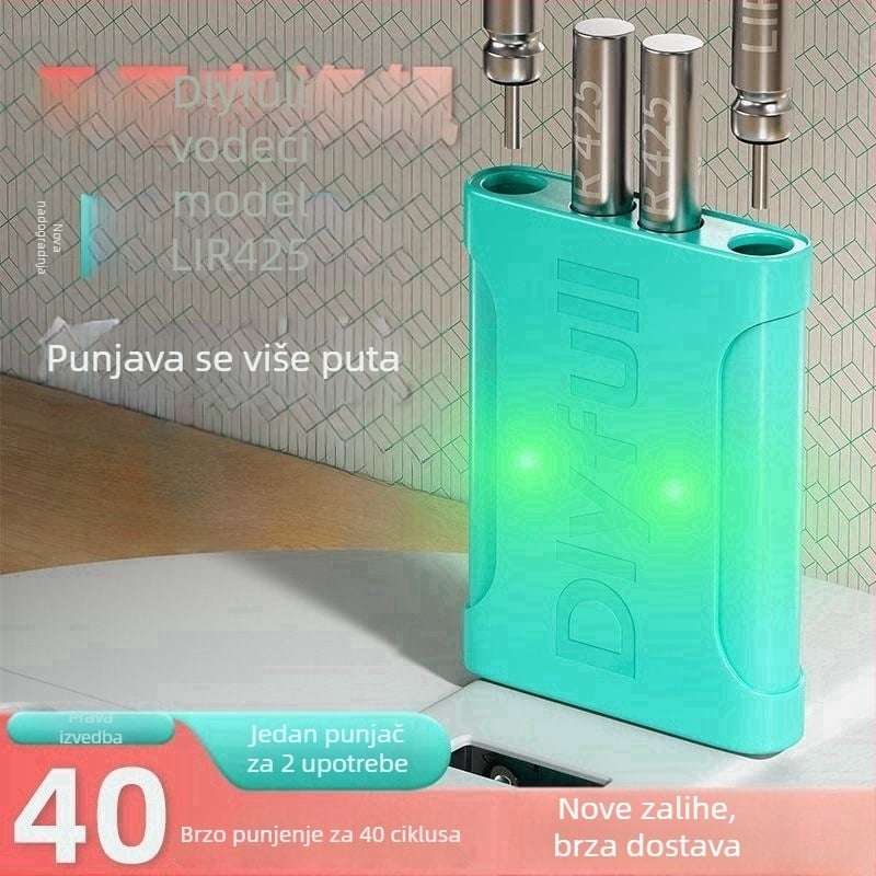 Danny Fu Punjiva LIR425 Baterija i Set Punjača za Noćni Pecanje s Elektroničkom Plutom koja Sjaji