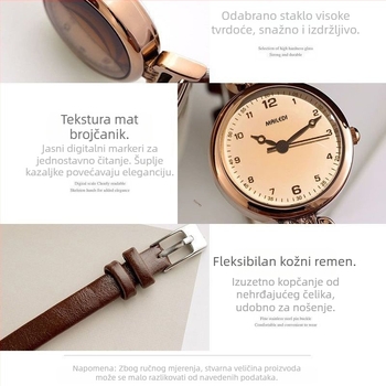 Ženski kvarcni sat s Goody mehanizmom, kućište od legure, PU remen, mineralno ojačano staklo, okrugli brojčanik