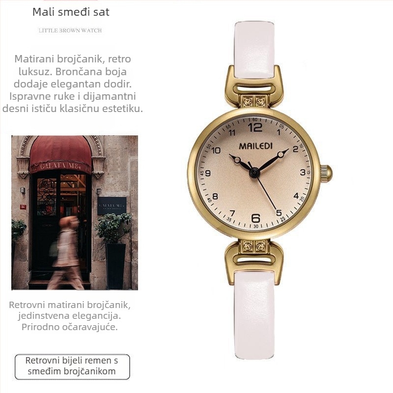 Ženski kvarcni sat s Goody mehanizmom, kućište od legure, PU remen, mineralno ojačano staklo, okrugli brojčanik