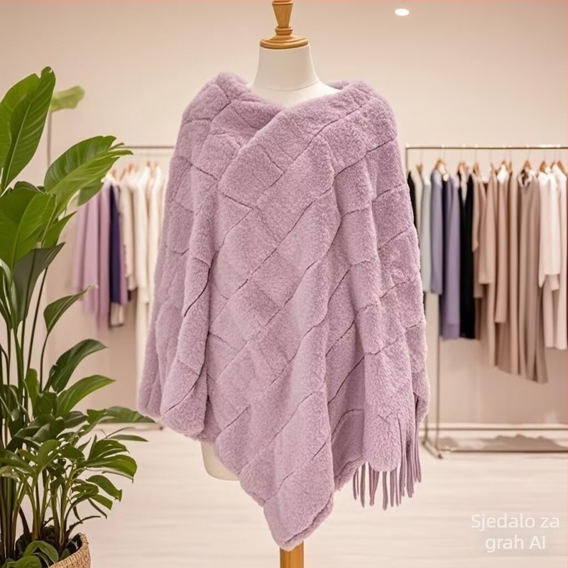 Šal od pliša, warp-knit pletenje, jednobojni uzorak, topao ženski dodatak za jesen/zimu