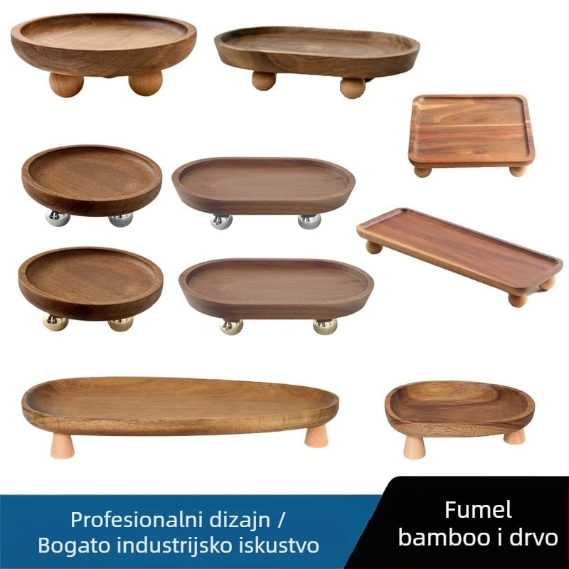 Drveni okrugli pladanj za aromaterapiju, pohranu ključeva i posudu za desert – moderan jednostavan stil, mogućnost tiskanja logotipa i prilagodbe, pogodno za hotele, kafiće i čajane