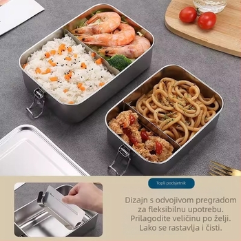 Kutija za obrok od 304 nehrđajućeg čelika s pregradama, retro stil, kapacitet 800-1000 ml