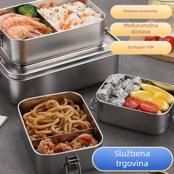 Kutija za obrok od 304 nehrđajućeg čelika s pregradama, retro stil, kapacitet 800-1000 ml