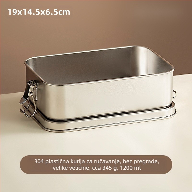 Kutija za obrok od 304 nehrđajućeg čelika s pregradama, retro stil, kapacitet 800-1000 ml