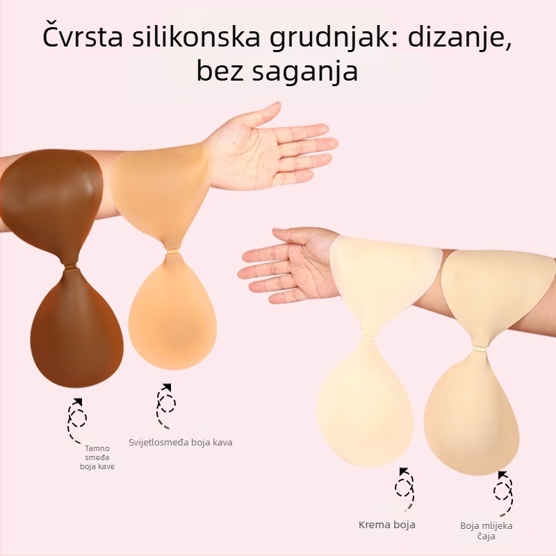 Silikonska pločica za prsa za bikini top – tanka, protiv opuštanja, push-up efekt, nevidljiva ispod odjeće, jednobojna