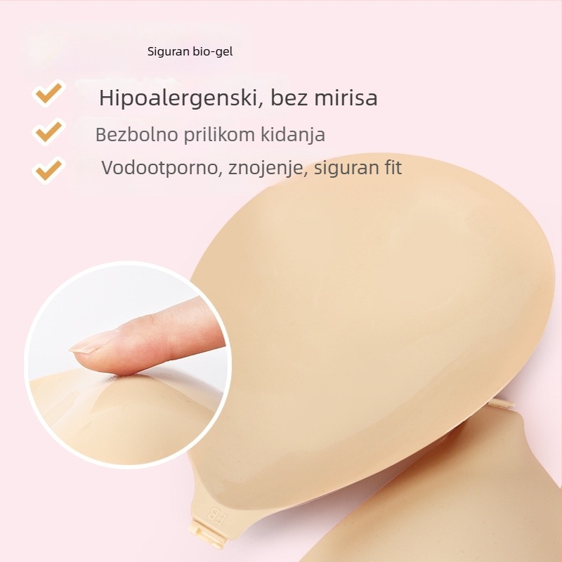 Silikonska pločica za prsa za bikini top – tanka, protiv opuštanja, push-up efekt, nevidljiva ispod odjeće, jednobojna