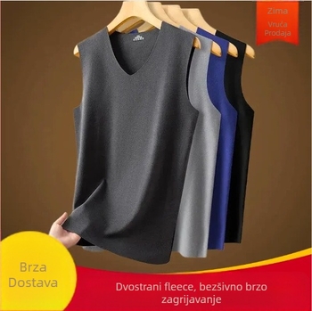 Muški toplinski prsluk od poliestera, V-izrez, bazni sloj, jednostruka, srednja gustoća 161-180 g/m²