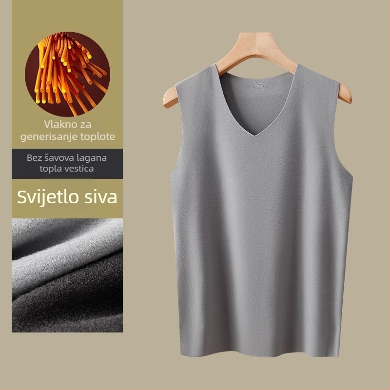 Muški toplinski prsluk od poliestera, V-izrez, bazni sloj, jednostruka, srednja gustoća 161-180 g/m²