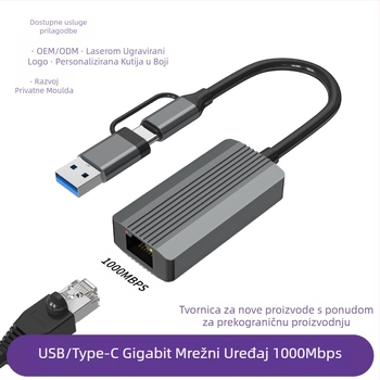 USB-C/USB 3.0 RJ-45 Gigabit Ethernet adapter – bez upravljačkog programa, 10/100/1000 Mbps