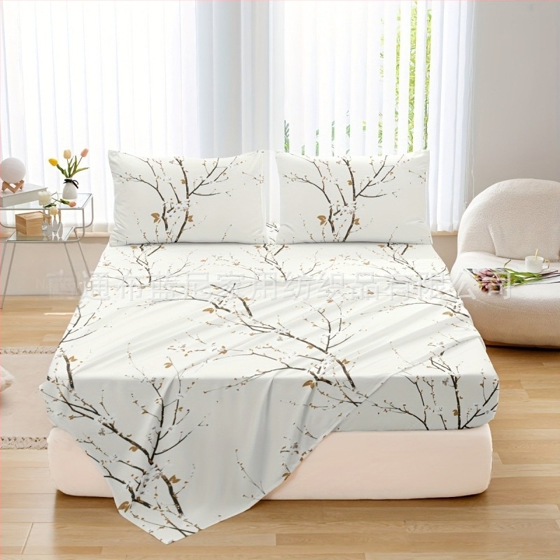 Burberry četverodijelni set posteljine – Materijal: kemijska vlakna; Uzorak: biljni cvjetni motiv; Otisak i bojanje: reaktivno bojanje; Tkanina: brushed; Težina: 800–1000 g