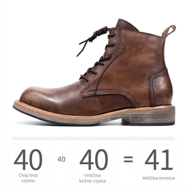 Kožne čizme s debelim đonom, srednje visoke, korejskog stila, gornji dio od mikrovlaknaste kože, gumeni đon, muškarcima