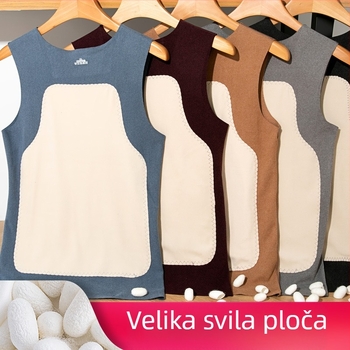 Vesta s širokim ramenima, V izrez, kašmir-svilena smjesa, debeli materijal za jesen i zimu