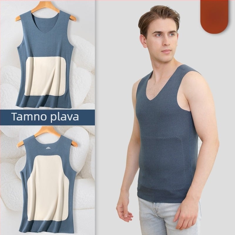 Vesta s širokim ramenima, V izrez, kašmir-svilena smjesa, debeli materijal za jesen i zimu