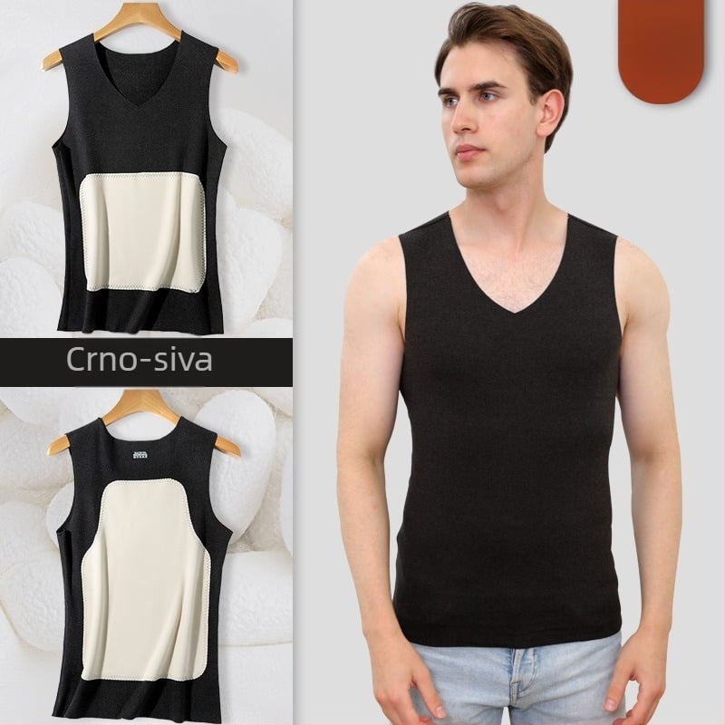 Vesta s širokim ramenima, V izrez, kašmir-svilena smjesa, debeli materijal za jesen i zimu