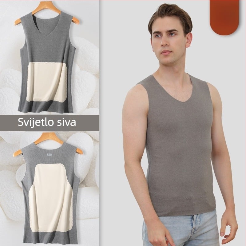 Vesta s širokim ramenima, V izrez, kašmir-svilena smjesa, debeli materijal za jesen i zimu