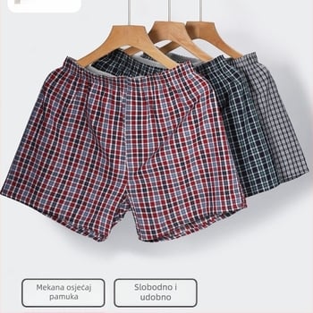 Muške pamučne bokserice sa srednjom talijom, podstava u preponskoj regiji više od 95% pamuka, za proljeće