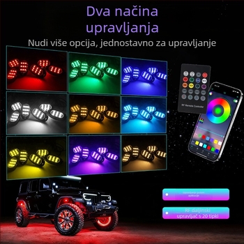Automobilska LED ambijentalna rasvjeta ispod karoserije s daljinskim upravljanjem putem aplikacije — 12V, univerzalno, model qfd152